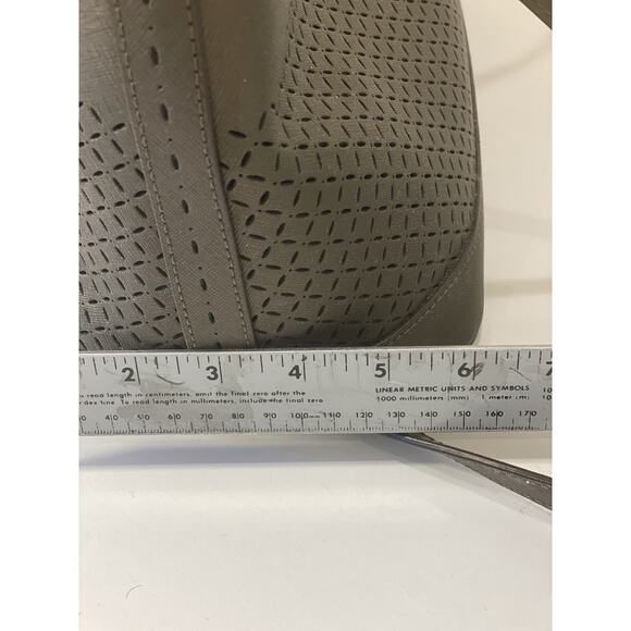 Henri Bendel WEST 57TH Large Brown Perforated Satchel Purse Gold Accents NWOT - Picture 14 of 15